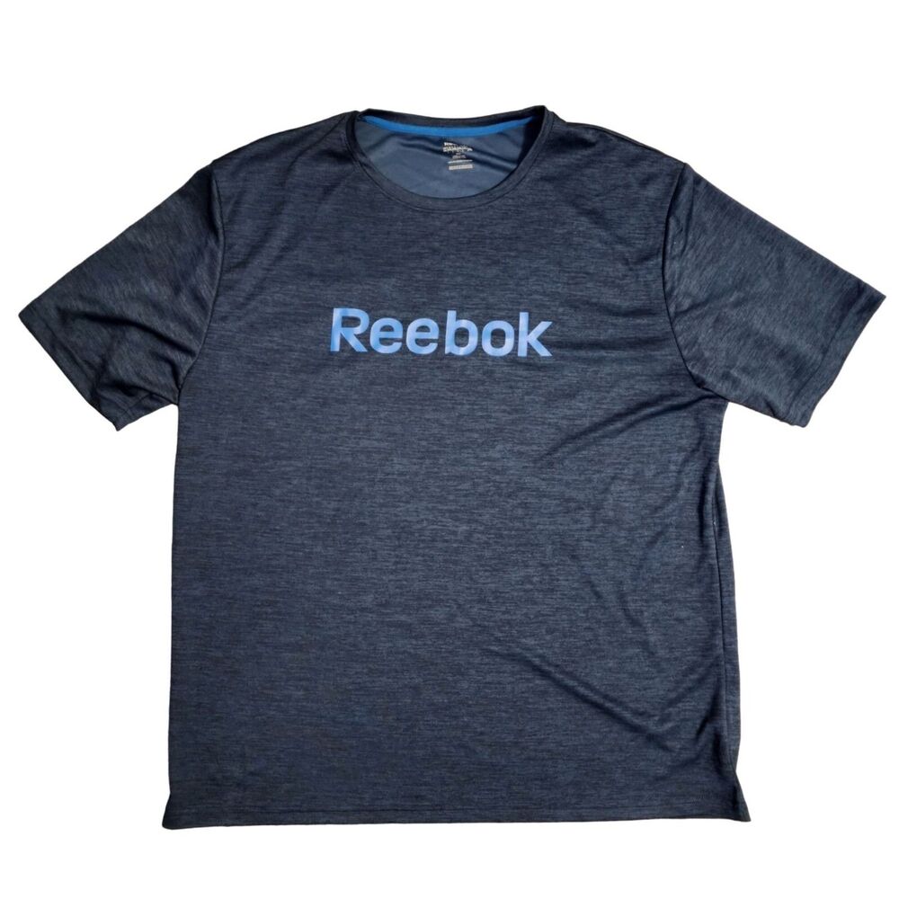 Reebok Men's Crew Neck Blue Black Short Sleeve T-Shirt Polyester Size 2XL